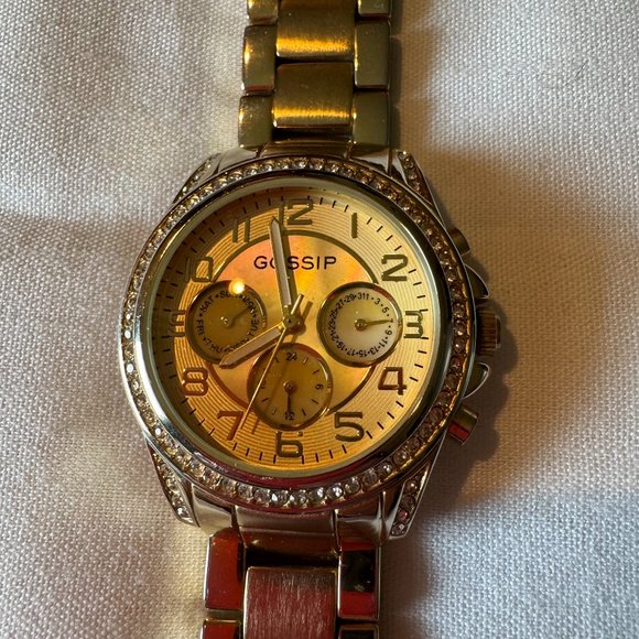 Gossip Goldtone w/Rhinestone Dial Chronography Watch - Picture 3 of 10